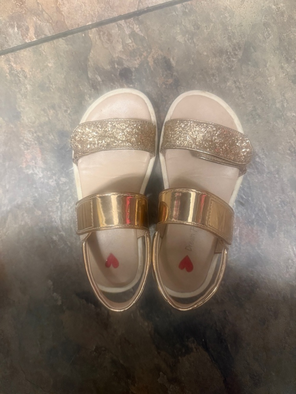Dream Pairs Girls' Gold Glitter & Metallic Strap Sandals